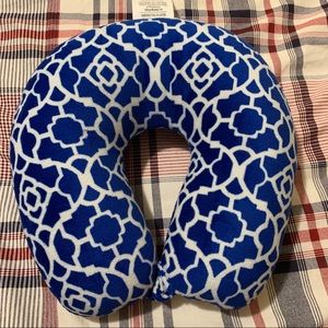 Royal Blue Geometric Printed Travel Neck Pillow.